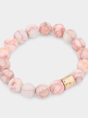 Red Vein Jasper Semi Precious Stone Beaded Stretch Bracelet - Boho Stacking